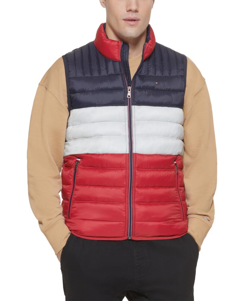 Tommy Hilfiger Men's Quilted Vest - Midnight/Buff/Red Cover