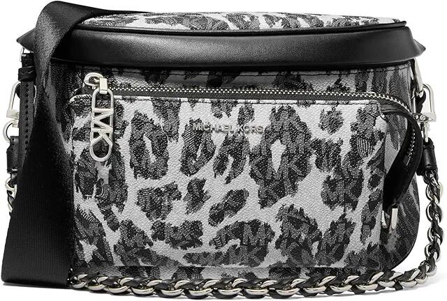 MICHAEL Michael Kors Slater Medium Sling Pack Chain Messenger (Black Multi) Cross Body Handbags Cover