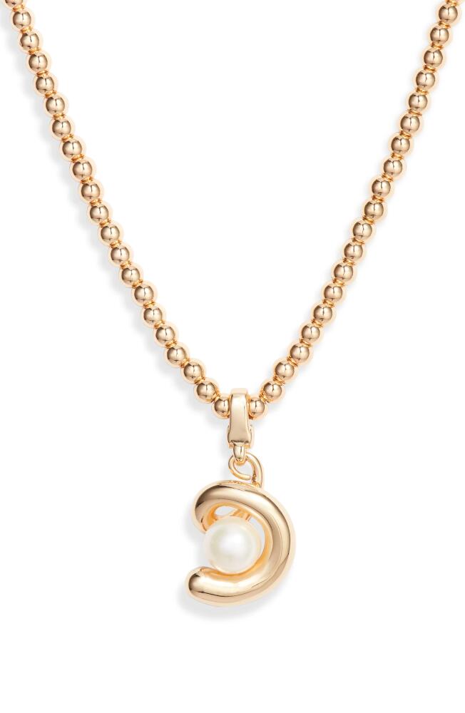 Jenny Bird Daphne Imitation Pearl Pendant Necklace in High Polish Gold/pearl Cover