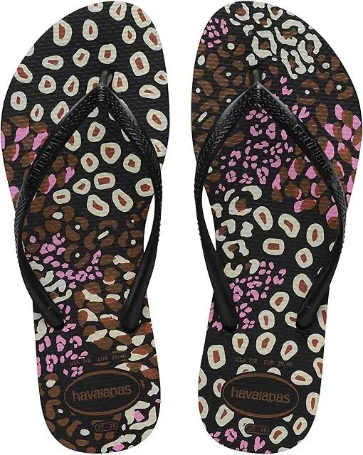 Havaianas Slim Animals Flip Flop Sandal (Black/Pink Lemonade) Women's Sandals Cover