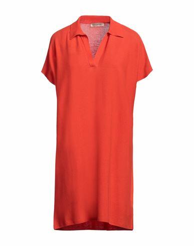 Gentryportofino Woman Mini dress Tomato red Cotton, Cashmere Cover