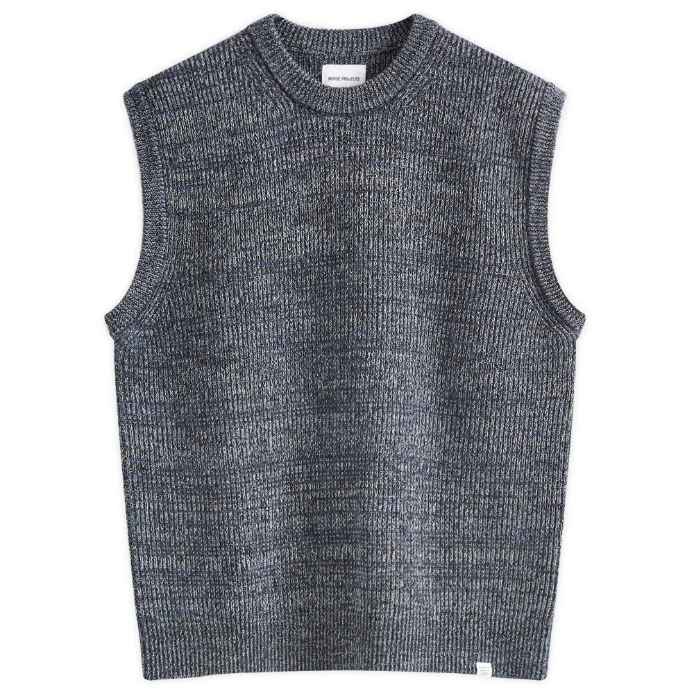 Norse Projects Men's Manfred Wool Cotton Rib Vest in Scoria Blue Cover