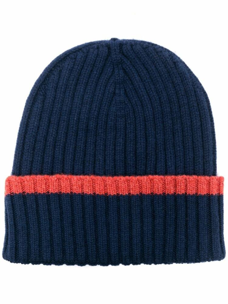 Dell'oglio stripe-trim cashmere beanie - Blue Cover