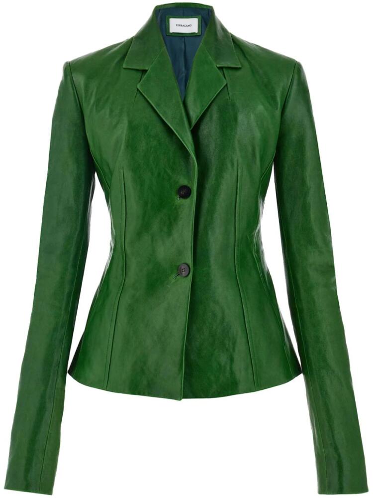 Ferragamo single-breasted leather blazer - Green Cover