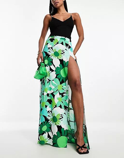 AFRM Deren high rise maxi skirt in green Cover