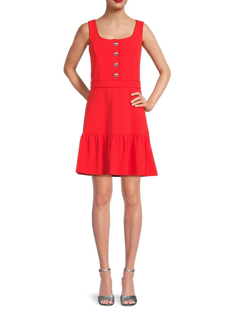 Karl Lagerfeld Paris Women's Squareneck Flounce Hem Mini Dress - Apple Red Cover