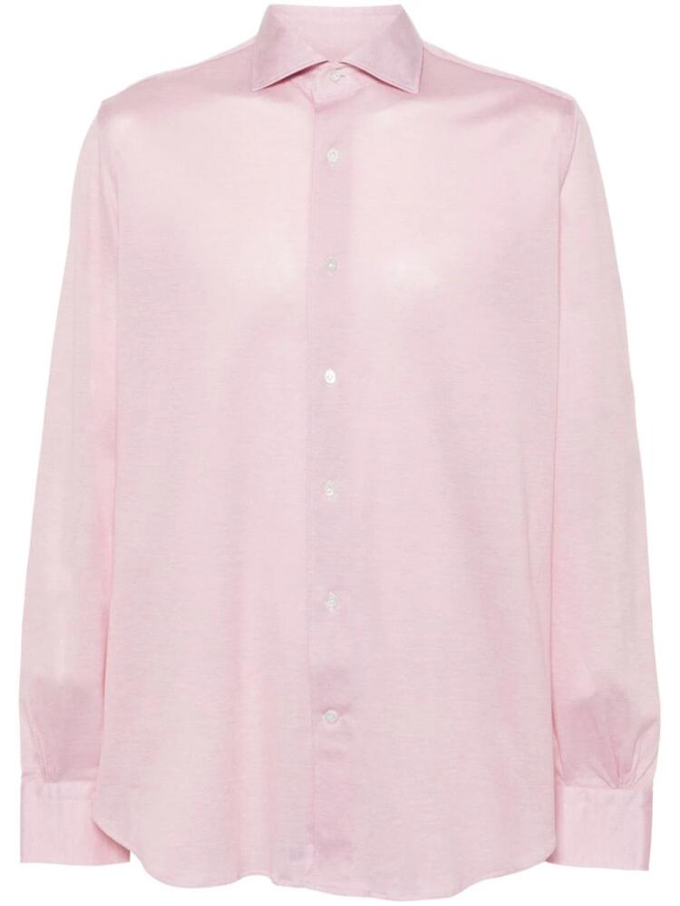 Mazzarelli spread-collar cotton shirt - Pink Cover