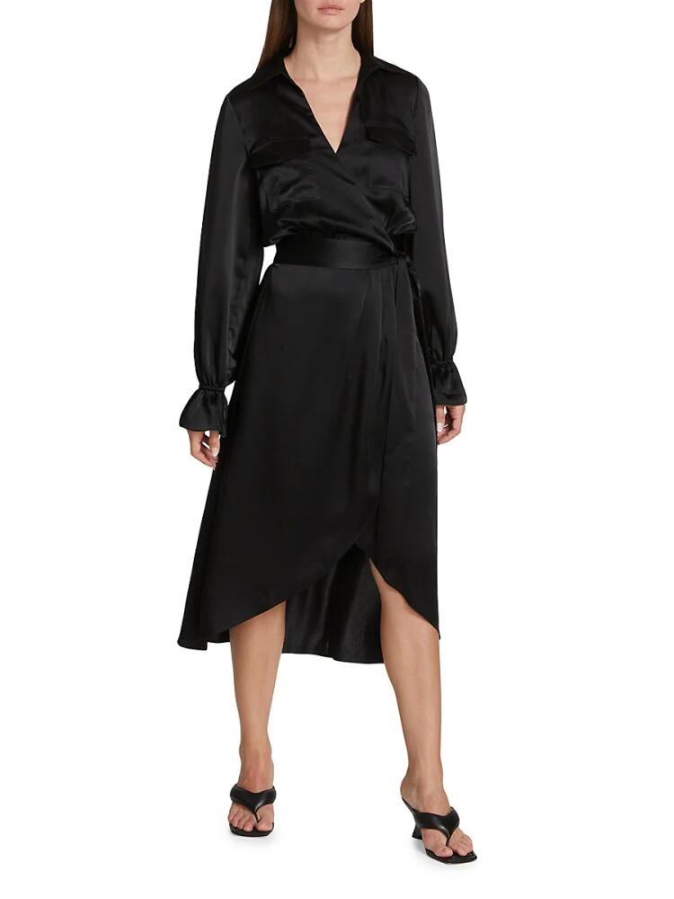 Ramy Brook Women's Laney Satin Wrap Dress - Black Cover