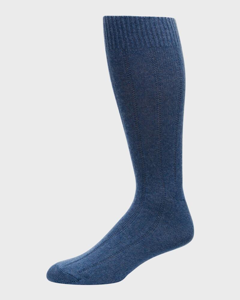 Neiman Marcus Men's Rib Cashmere Crew Socks Cover