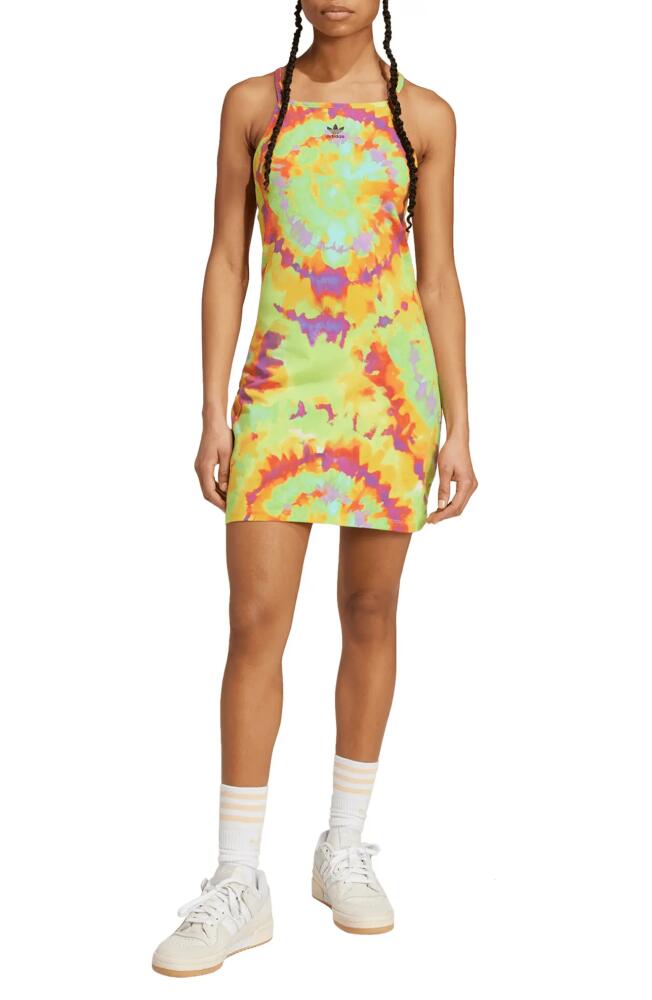 adidas Tie Dye Stretch Cotton Dress in Yellow/Multicolor Cover