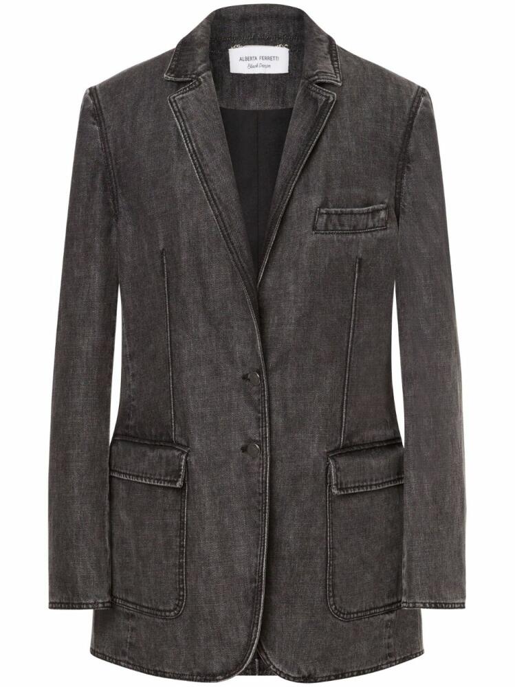 Alberta Ferretti single-breasted denim blazer - Grey Cover