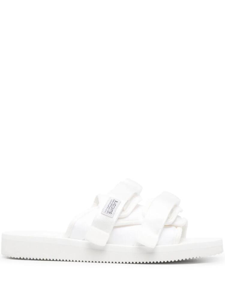 Suicoke logo touch-strap slides - White Cover