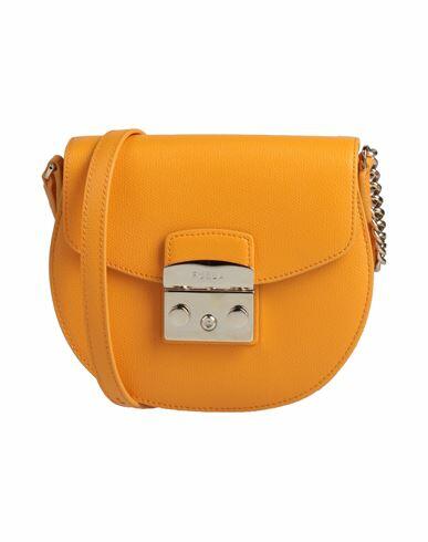 Furla Metropolis Mini Woman Cross-body bag Ocher Soft Leather Cover