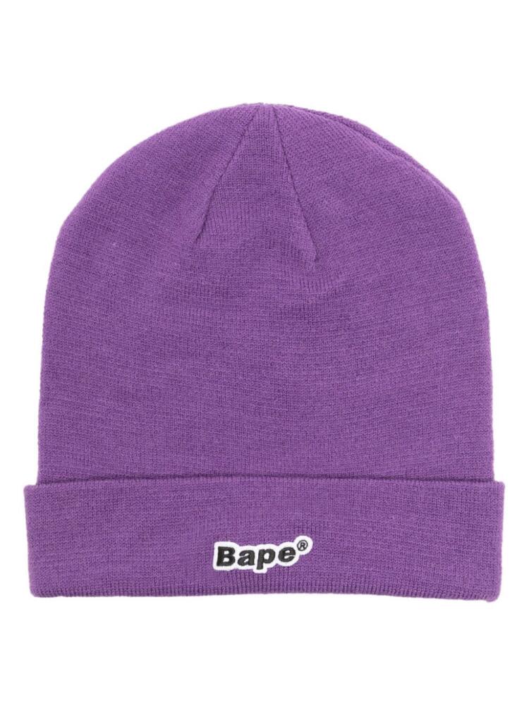 A BATHING APE® Bape-patch knitted beanie - Purple Cover