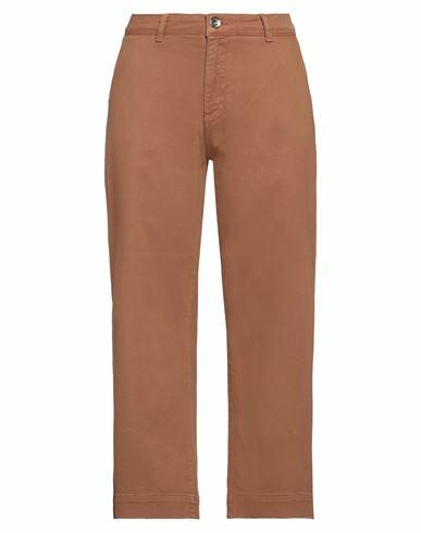 Take-two Woman Jeans Camel Cotton, Elastane Cover