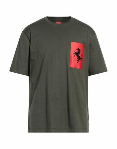 Ferrari Man T-shirt Military green Cotton, Elastane Cover