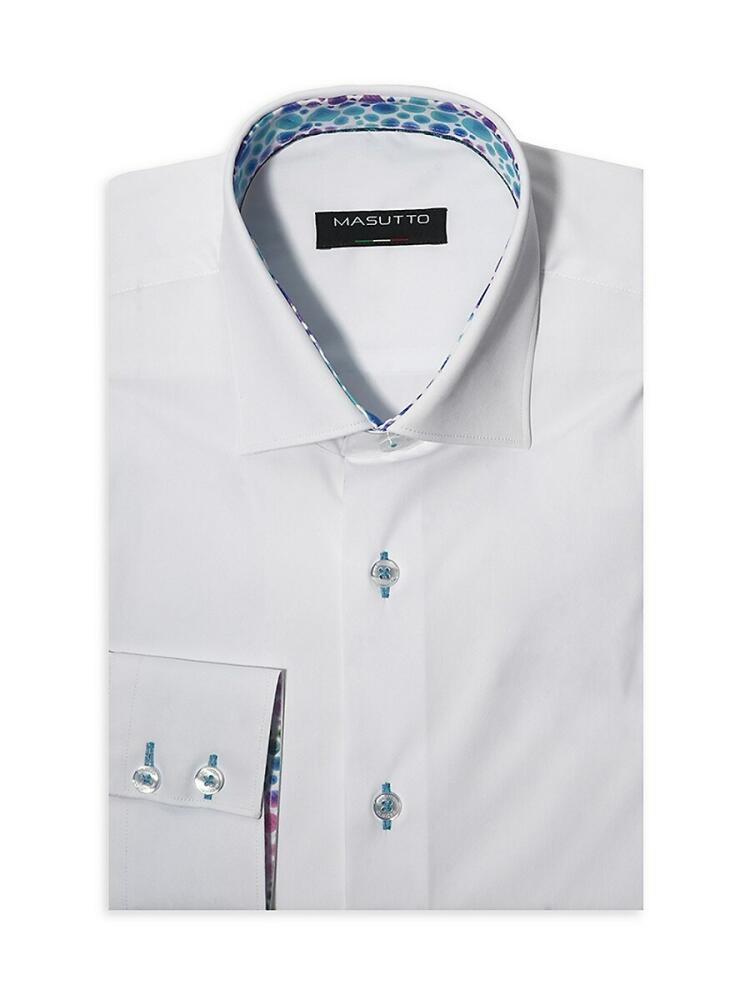 Masutto Men's Classic Fit Dress Shirt - White Cover