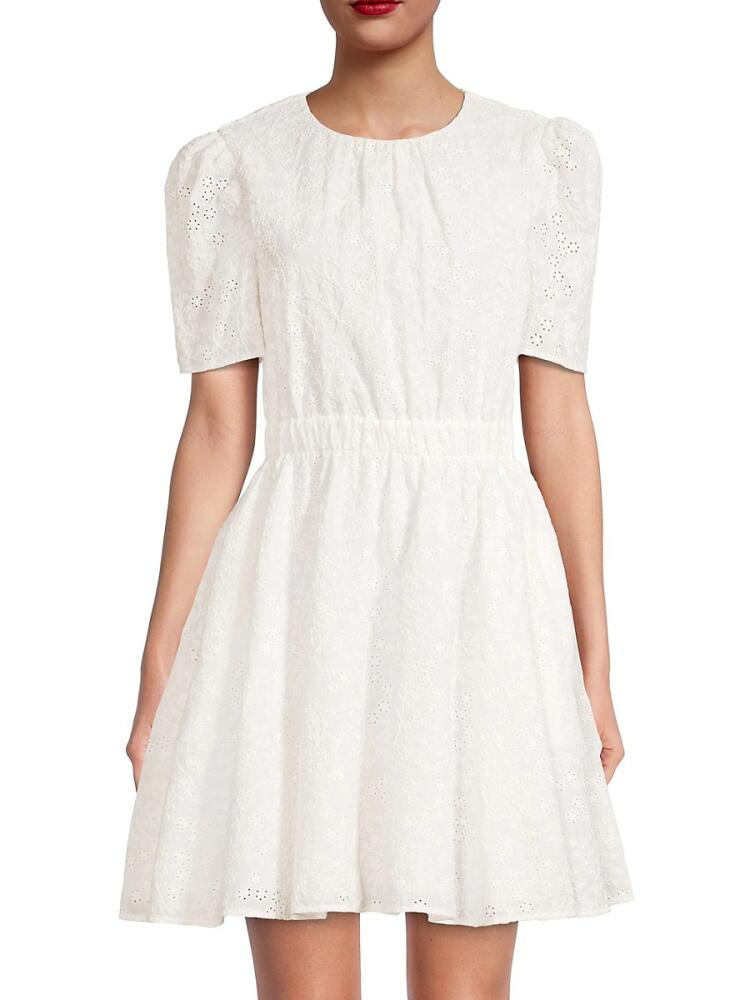 Jason Wu Women's Eyelet Roundneck Mini Dress - Chalk Cover