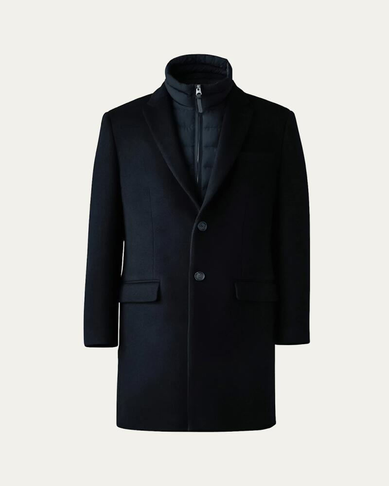 Mackage Men's Wool Topcoat with Removable Down Bib Cover