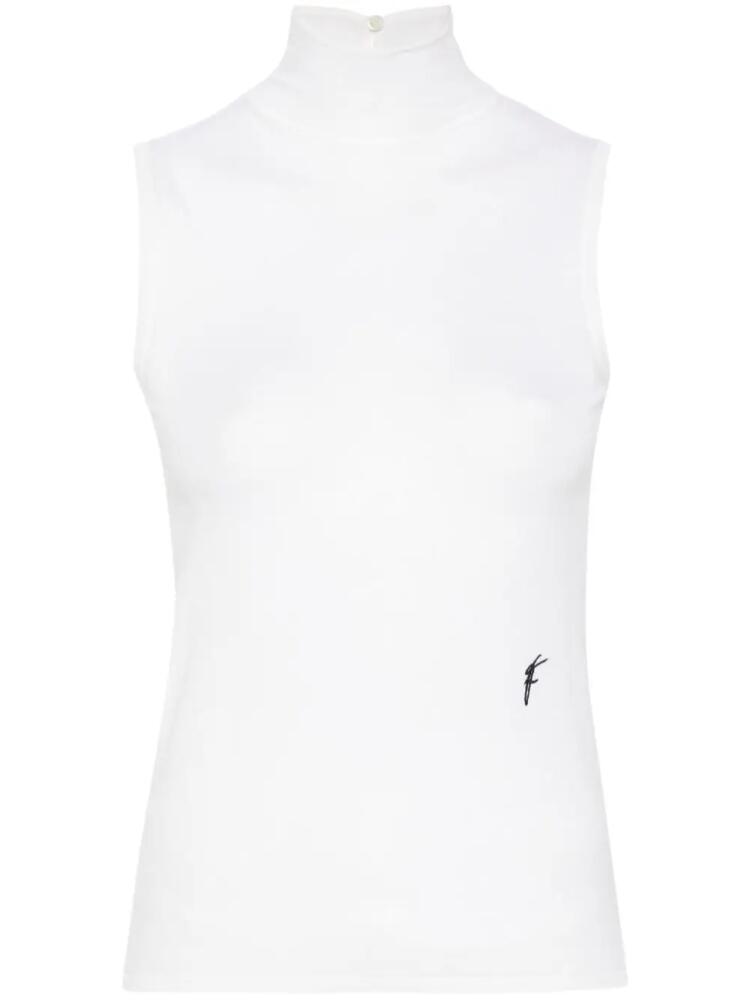 Ferragamo embroidered-logo virgin-wool tank top - Neutrals Cover