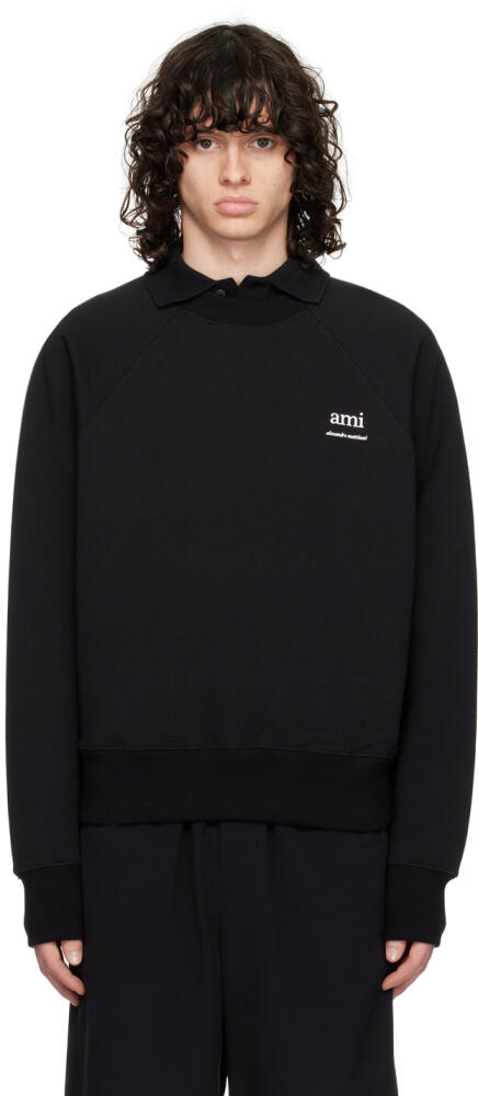 AMI Paris Black Bonded Sweatshirt Cover