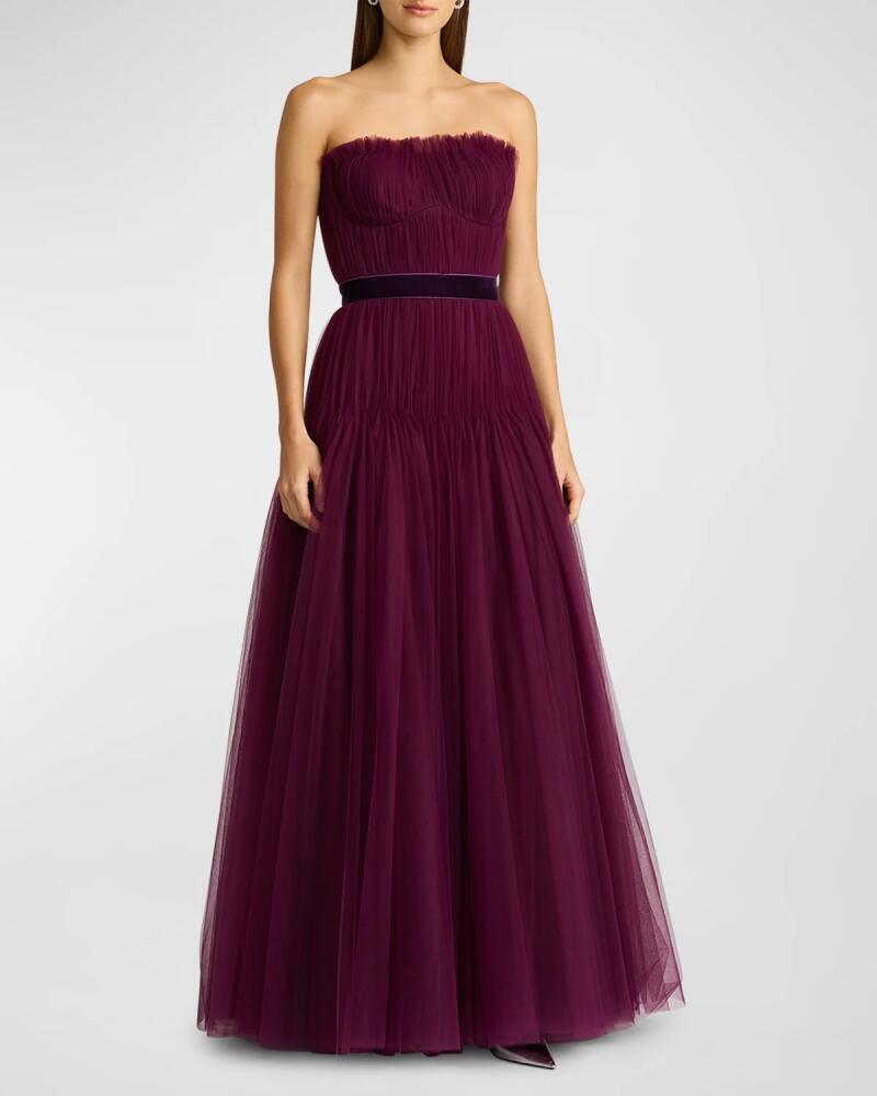 Zac Posen Strapless A-Line Pleated Tulle Gown Cover