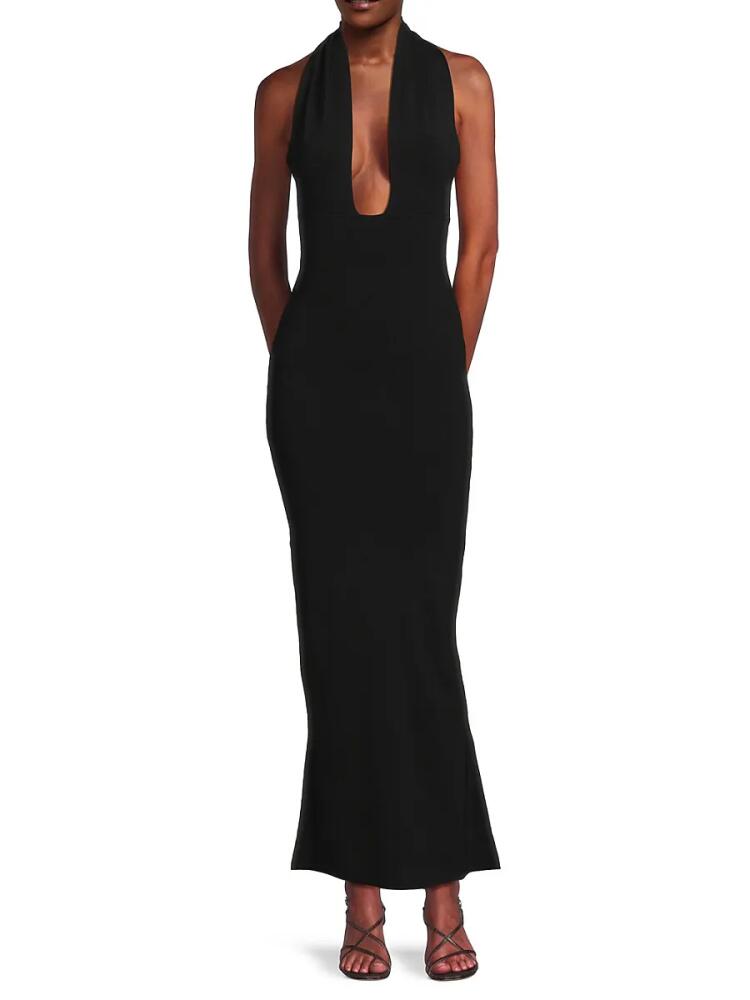 WeWoreWhat Women's Plungeneck Ribbed Maxi Dress - Black Cover