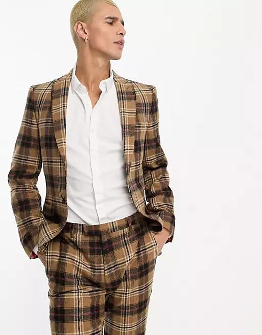 Twisted Tailor Bruin suit jacket in brown heritage plaid Cover