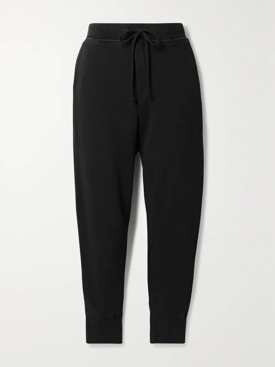 Nili Lotan - Nolan Cropped Cotton-jersey Track Pants - Black Cover