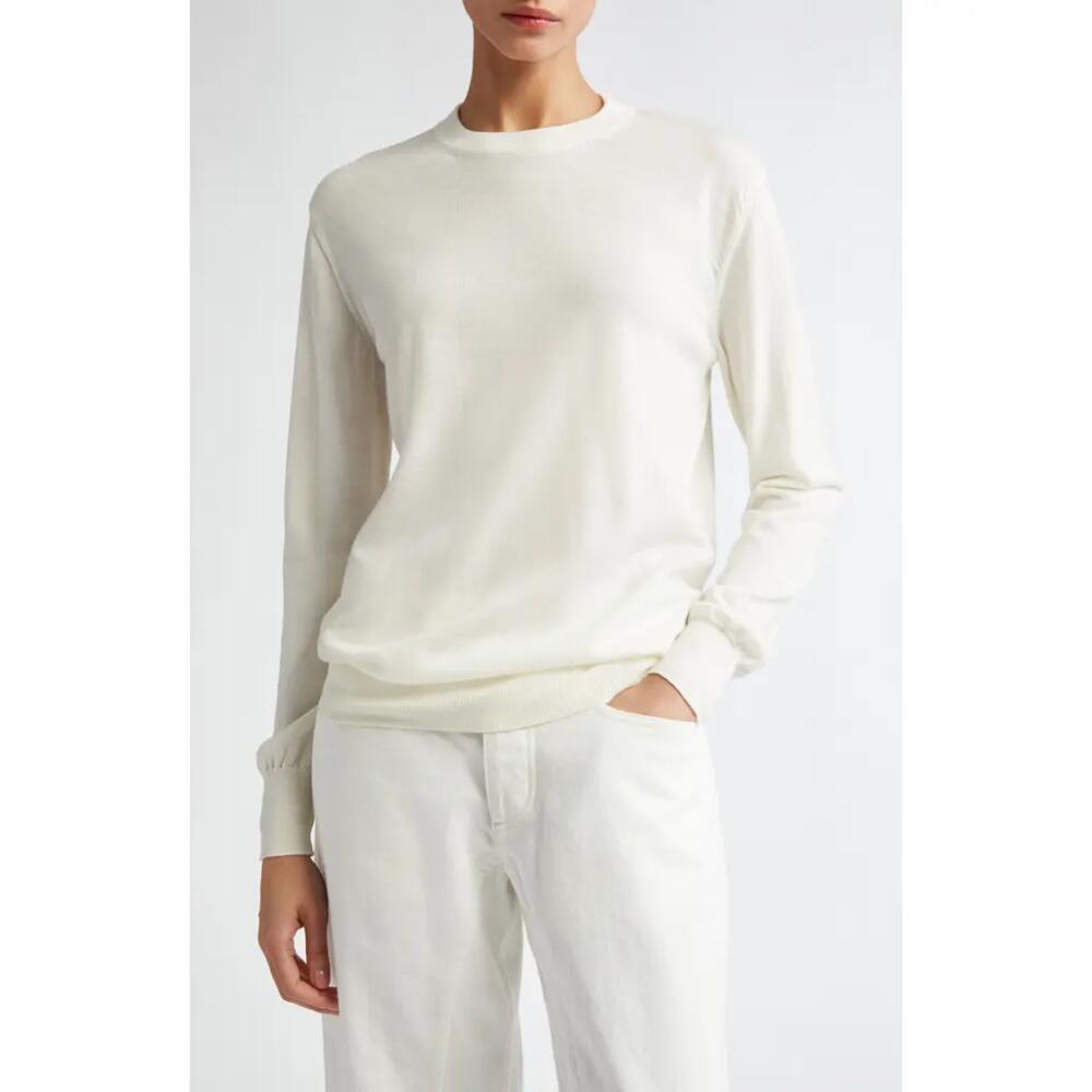 Jil Sander Superfine Merino Wool Crewneck Sweater in Natural Cover