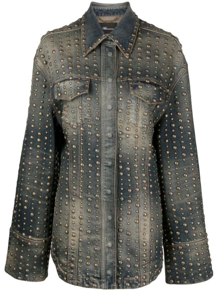 Blumarine stud-design old-washed denim jacket - Blue Cover