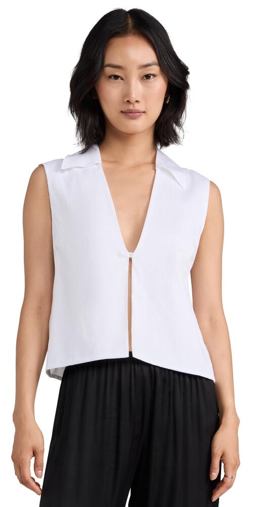 Leset Yoko Collared Button Tank White Cover