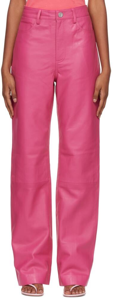 REMAIN Birger Christensen Pink Lynn Leather Pants Cover