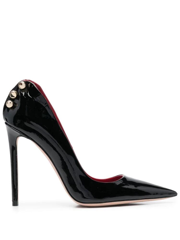 HARDOT 110mm bar-detail patent leather pumps - Black Cover