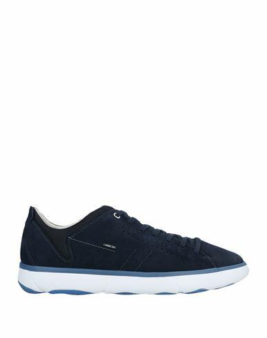 Geox Man Sneakers Midnight blue Textile fibers, Soft Leather Cover