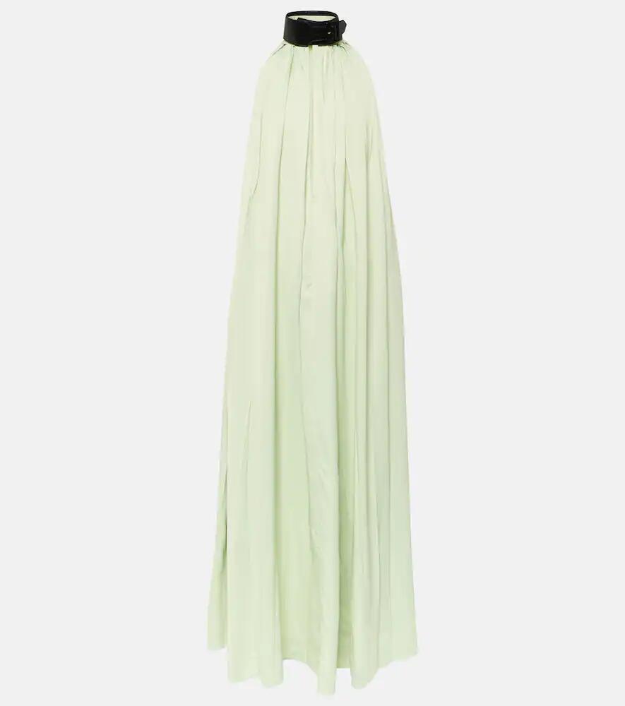 Ferragamo Faux leather-trimmed pleated gown Cover