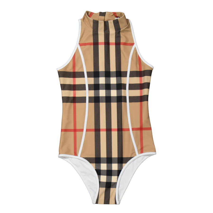 Burberry Girls Vine Exaggerated One-Piece Swimsuit In Archive Beige Cover