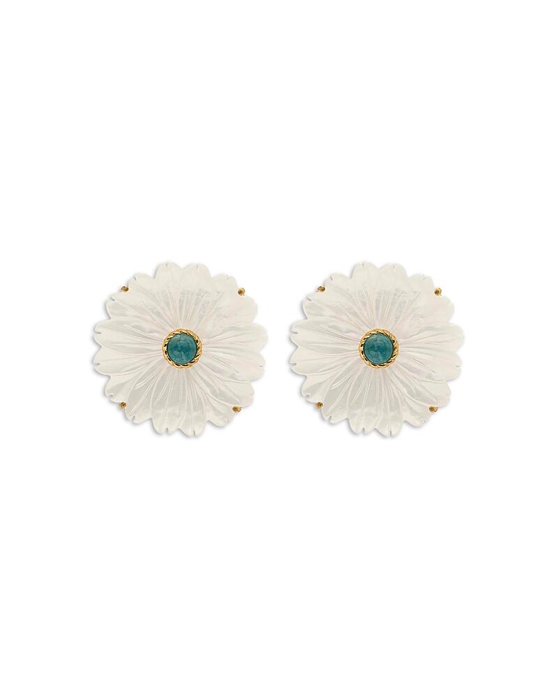 Capucine De Wulf Mermaid Garden Mother of Pearl Flower Stud Earrings Cover