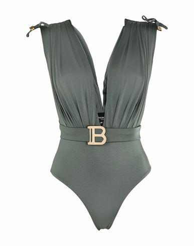 Balmain Woman One-piece swimsuit Sage green Polyamide, Elastane Cover