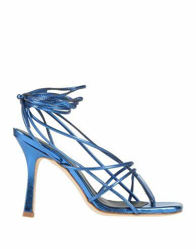 Luca Valentini Woman Sandals Bright blue Leather Cover