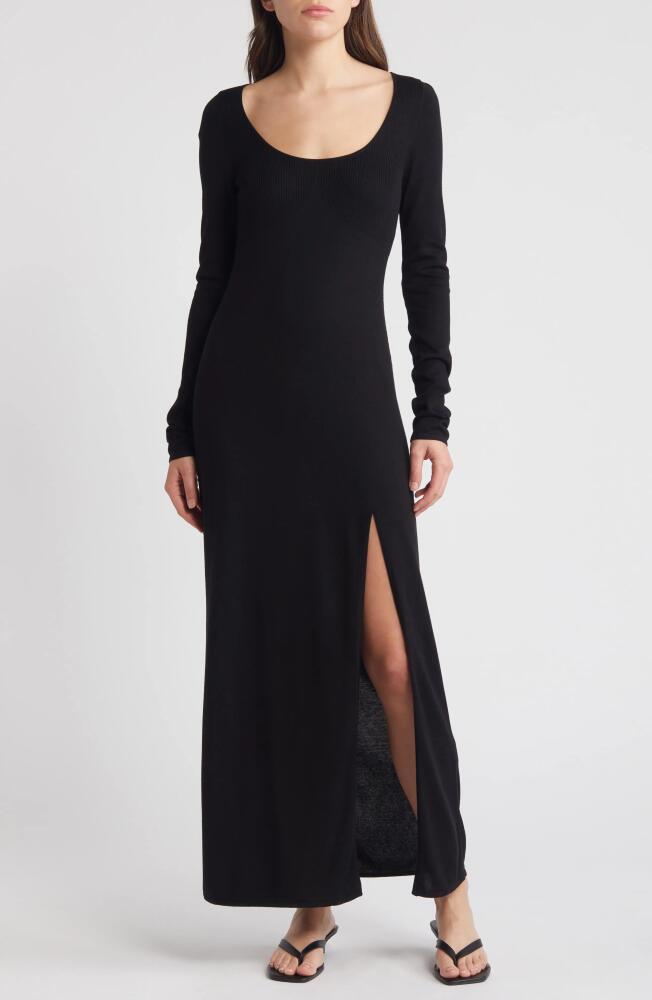 & Other Stories Long Sleeve Rib Maxi Sweater Dress in Black Dark Cover