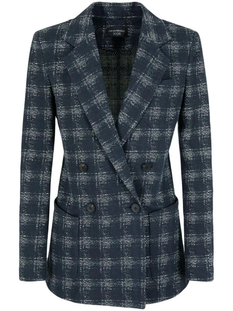 Emporio Armani double-breasted cotton-blend blazer - Blue Cover