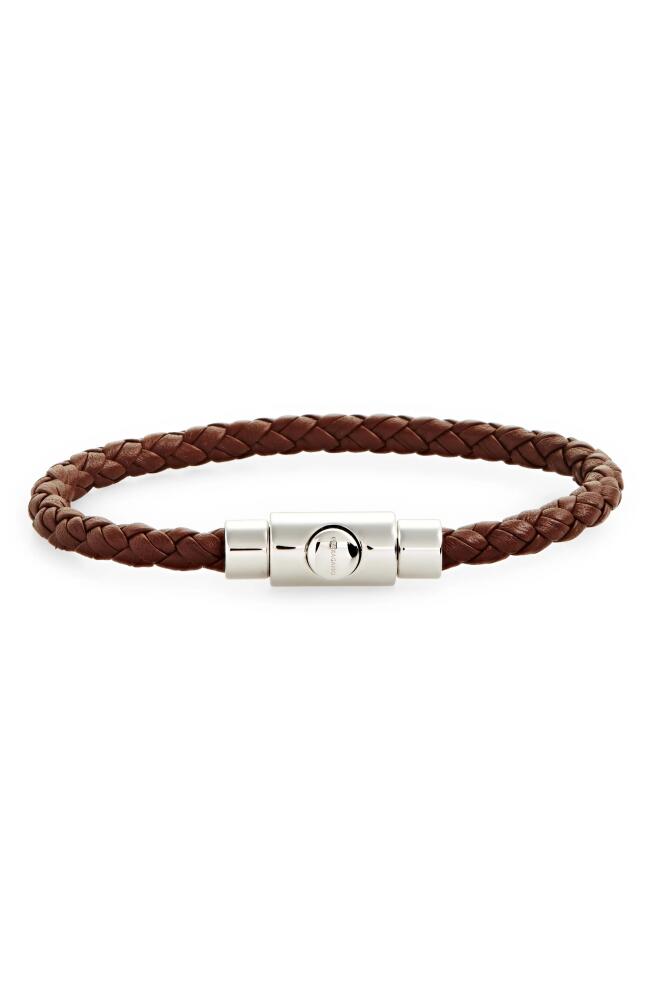 FERRAGAMO Men's Braided Leather Bracelet in Brown Pelle Barkbro Pld Cover