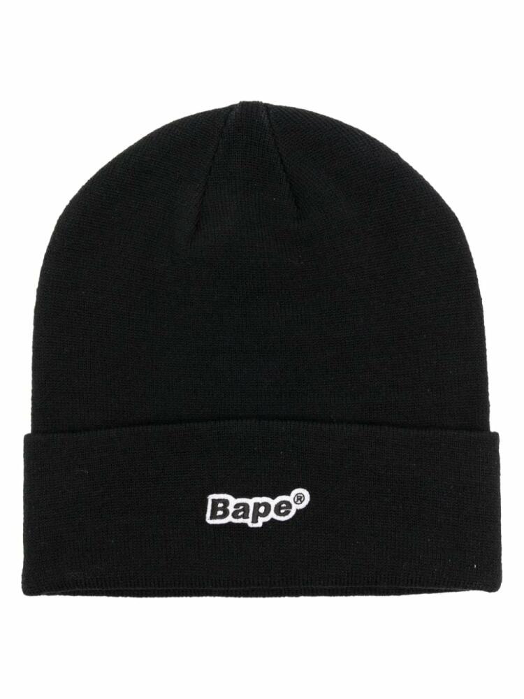 A BATHING APE® Bape-patch knitted beanie - Black Cover