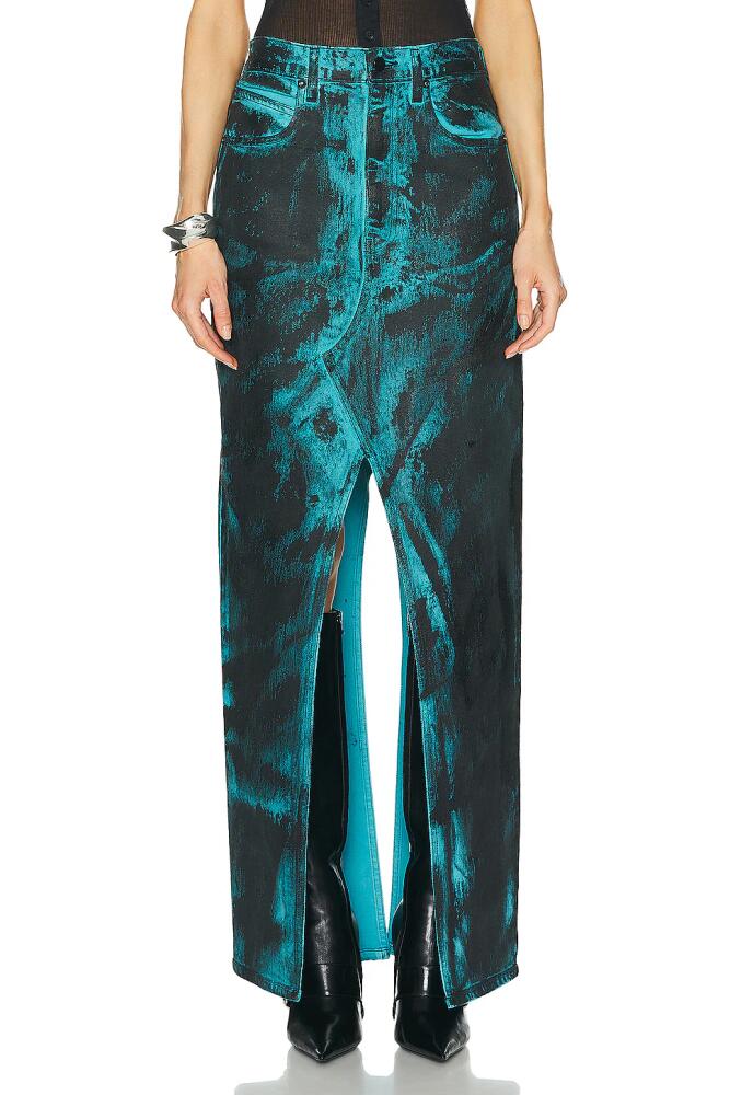 RTA Slit Denim Maxi Skirt in Teal Cover