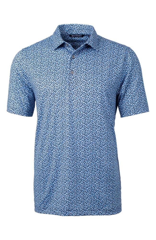 Cutter & Buck Magnolia Scatter Print Performance Polo in Atlas/Navy Blue Cover