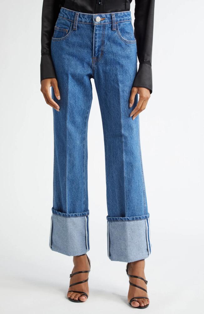 Brandon Maxwell The Alexa Cuff Denim Straight Leg Jeans in American Blue Cover