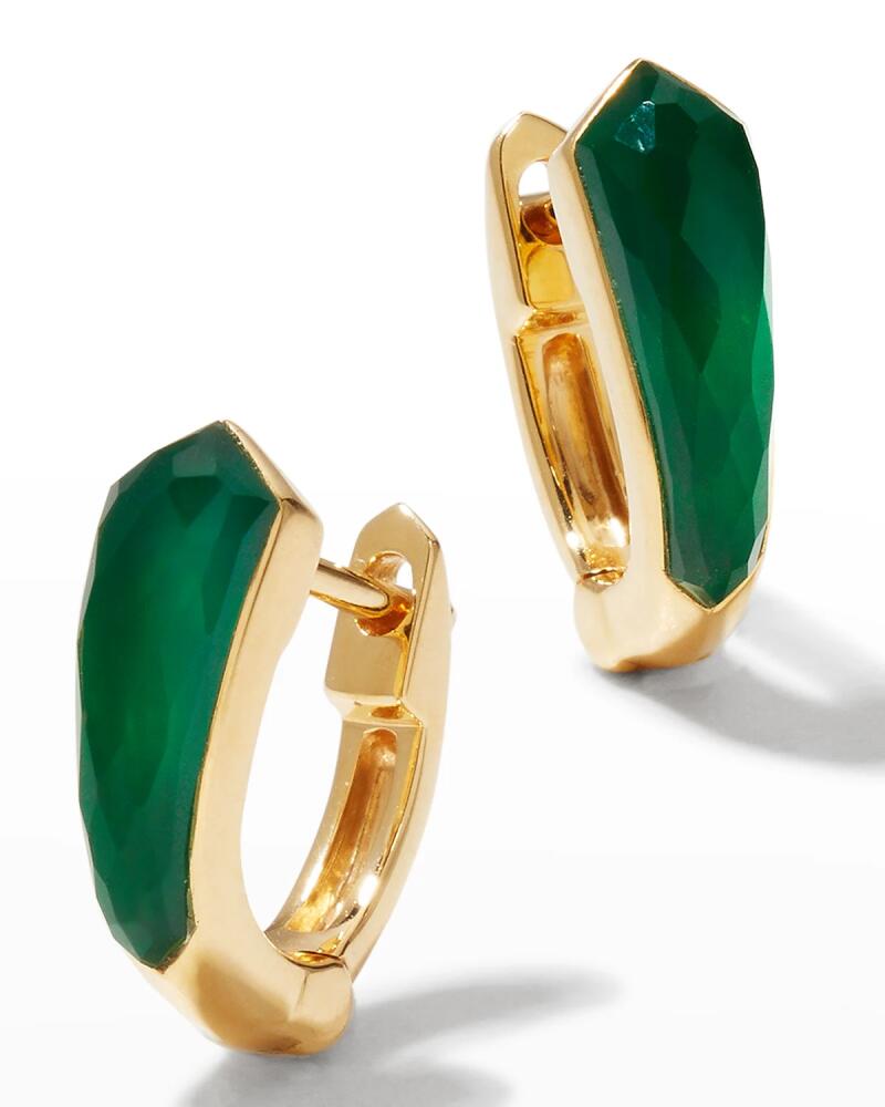 Stephen Webster Yellow Gold Sleeper Earrings with Green Agate Cover