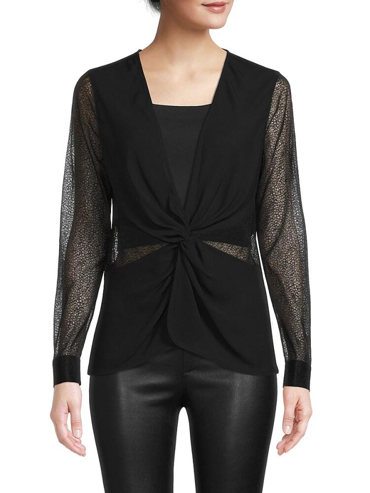 Donna Karan New York Women's Twist Front Lace Blouse - Black Cover