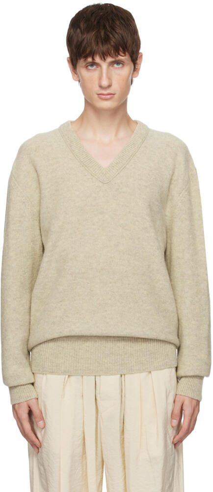 LEMAIRE Beige V-Neck Sweater Cover